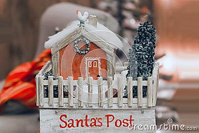 Vintage mailbox Mail Santa. Post. New Year`s and Christmas. Stock Photo