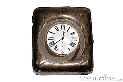 Vintage Mantel Clock on White Background Stock Photo