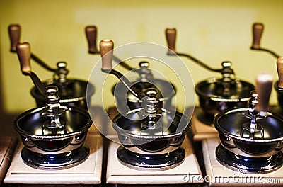 Vintage manual coffee grinder Stock Photo
