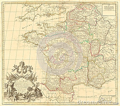 Vintage map of France Stock Photo