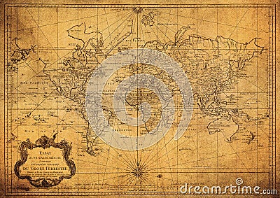 Vintage map of the world 1778 Editorial Stock Photo