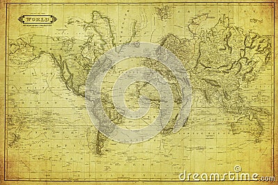 Vintage map of the world 1831 Stock Photo