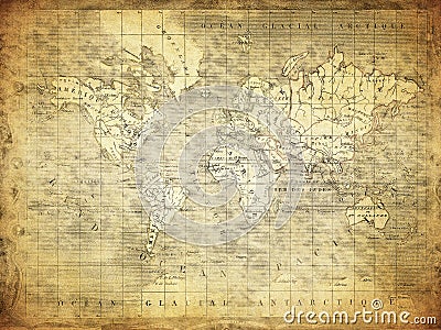 Vintage map of the world 1847 Stock Photo