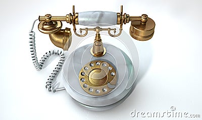 Vintage Marble Telephone Stock Photo