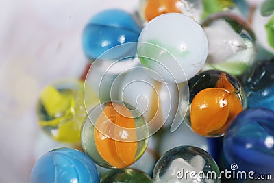 Colorful glass marbles feel like vintage toys Stock Photo