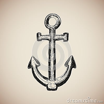 Vintage Marine Anchor engrave. Vector Vector Illustration