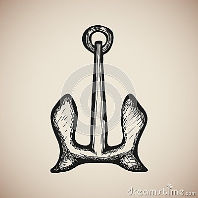 Vintage Marine Anchor engrave. Vector Vector Illustration