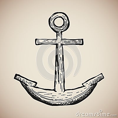 Vintage Marine Anchor engrave. Vector Vector Illustration