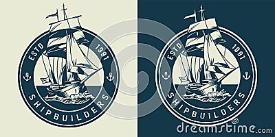 Vintage marine and sea emblem Vector Illustration