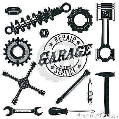 Vintage Mechanic Tools Set Vector Illustration