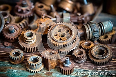 Vintage Mechanical Parts - Generative AI Stock Photo