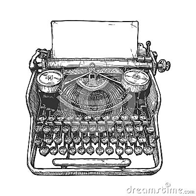 Vintage mechanical typewriter Vector Illustration