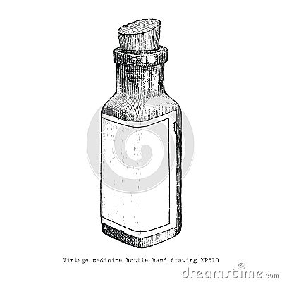 Vintage medicine bottle hand drawing vintage style Vector Illustration