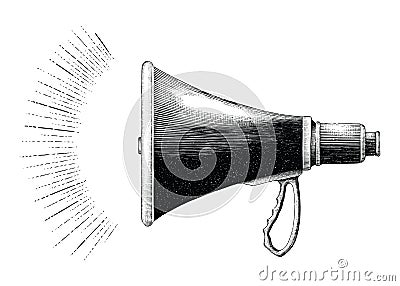 Vintage Megaphone hand drawing engraving style Vector Illustration