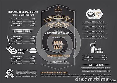 Vintage menu restarante chalk board design Vector Illustration