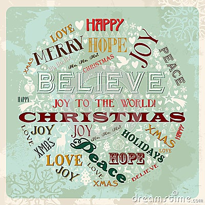 Vintage merry christmas concept circle Vector Illustration