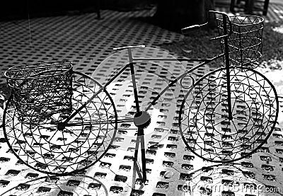 Vintage metal bicycle in monochrome Stock Photo