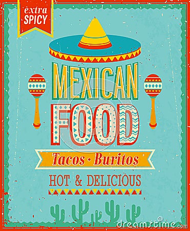 Vintage Mexican Food Poster. Vector Illustration