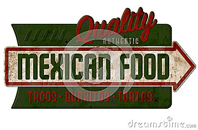 Vintage Mexican Food Sign Tacos Burritos Tortas Nachos Stock Photo