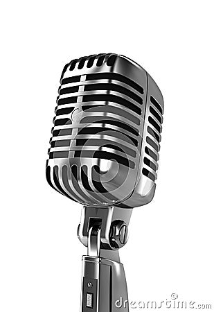 Vintage microphone isolated Stock Photo