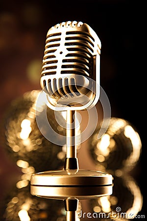 Vintage microphone, music saturated concept Stock Photo