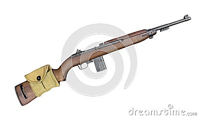 Vintage military carbine rifle isolated. Stock Photo