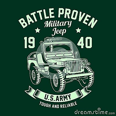 Vintage Military Jeep Vector Graphic, American Military Jeep Graphic T-shirt Vector Illustration