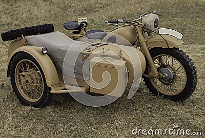 Military motorcycle from WWII. Editorial Stock Photo