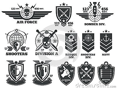 Vintage military vector labels and patches Vector Illustration