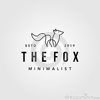 Vintage minimalist line art fox logo hipster vector designs Vector Illustration