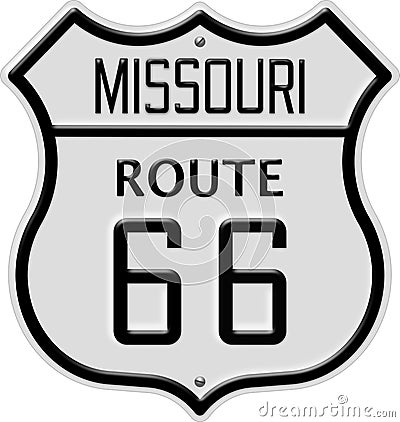Vintage Missouri Route 66 sign Stock Photo