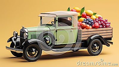 Vintage Model A Type Pickup Truck with fruit Stock Photo