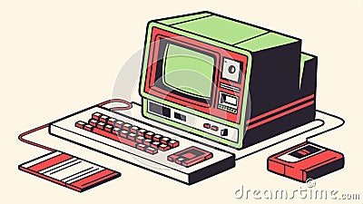Vintage monitor and keyboard, retro tech vector, old computer equipment design vector design Generative AI Vector Illustration