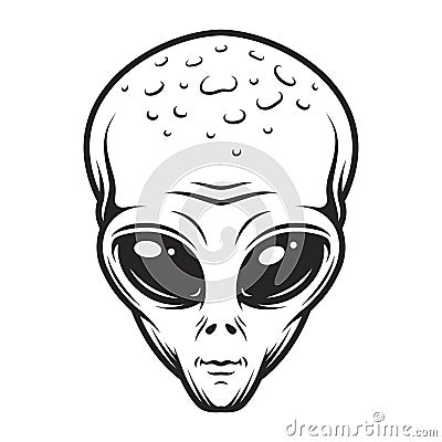 Vintage monochrome alien face concept Vector Illustration