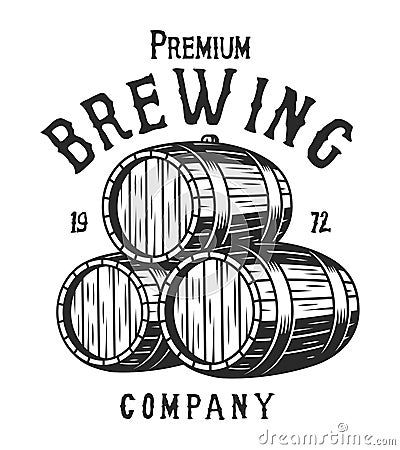 Vintage monochrome brewing company logotype Vector Illustration