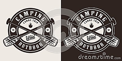 Vintage monochrome canoe trip badge Vector Illustration