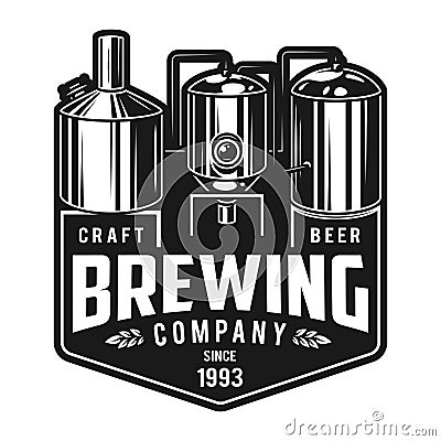 Vintage monochrome craft brewery emblem Vector Illustration