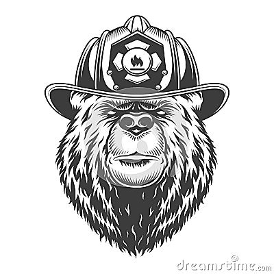 Vintage monochrome firefighting concept Vector Illustration