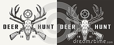 Vintage monochrome hunting badge Vector Illustration