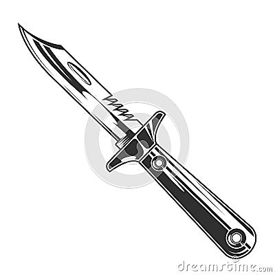 Vintage monochrome stainless combat knife concept isolated vector illustration Vector Illustration