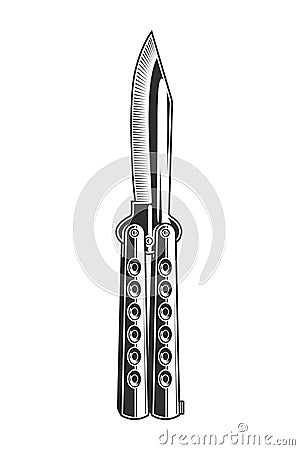 Vintage monochrome stainless combat knife concept Vector Illustration