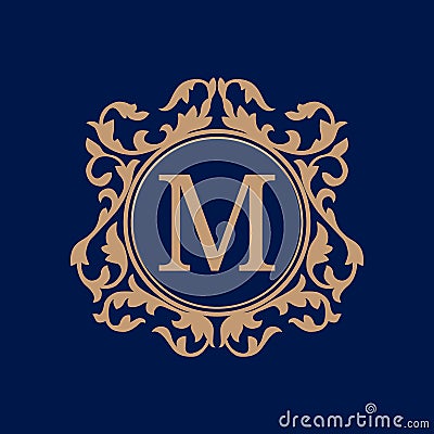 Vintage monogram template Vector Illustration