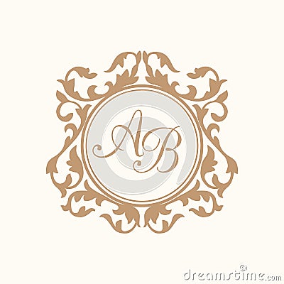 Vintage monogram template Vector Illustration