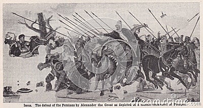 Vintage mosaic of Issus: The defeat of the Persian by Alexander the Great. Editorial Stock Photo