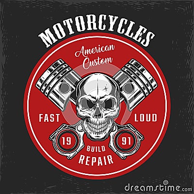 Vintage motorbike repair service round logo Vector Illustration