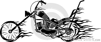 Vintage Motorcycle Flame Vector Illustration