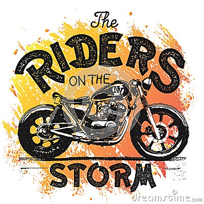 Vintage Motorcycle hand drawn t-shirt print Vector Illustration