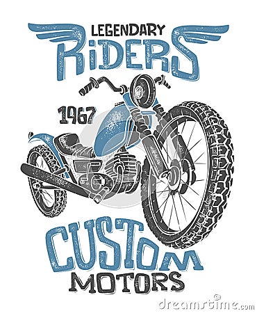 Vintage Motorcycle hand drawn vector t-shirt print Vector Illustration