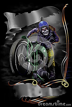 The Vintage Motorcycle Cartoon Illustration