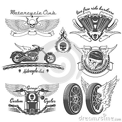 Vintage motorcycle labels Stock Photo